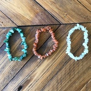 Set of three. Natural Stone Bracelets.